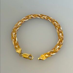925 Gold plated Italy Woven Bracelet with Intricate Design​